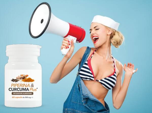 femeie, piperina si turmeric plus